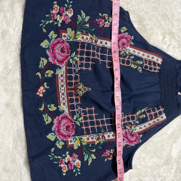 Free People Navy Floral Embroidered Top - Picture 5 of 7